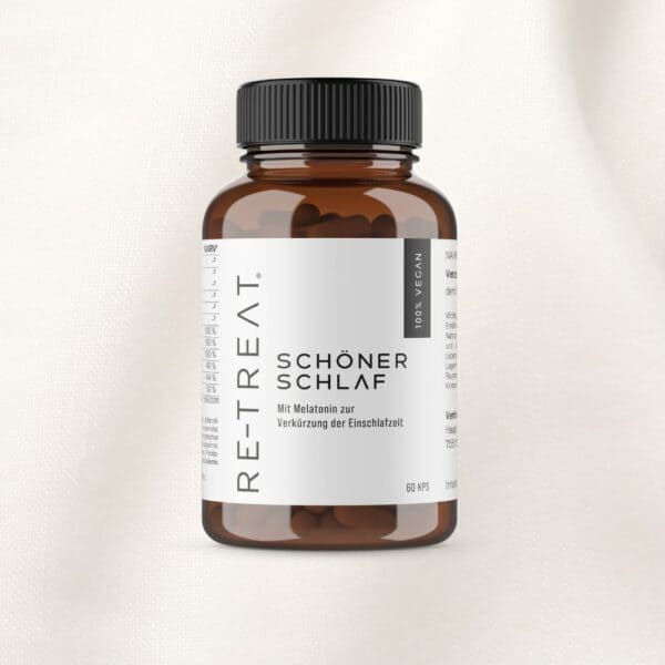 Schöner Schlaf – 60 Kapseln mit Melatonin, Magnesium und pflanzlichen Extrakten wie Melisse, Passionsblume und Hopfen für eine entspannte Nacht.